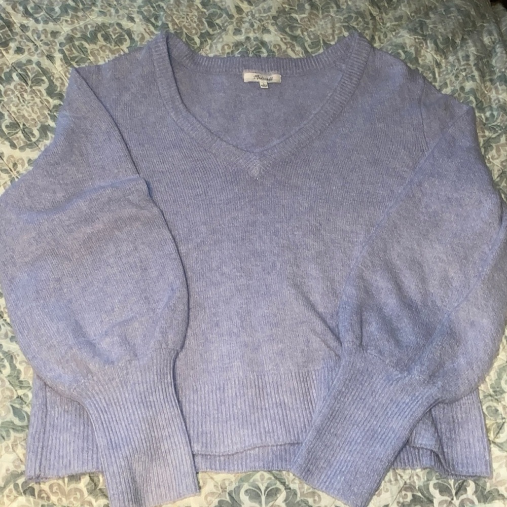 Madewell periwinkle blue puff sleeve sweater